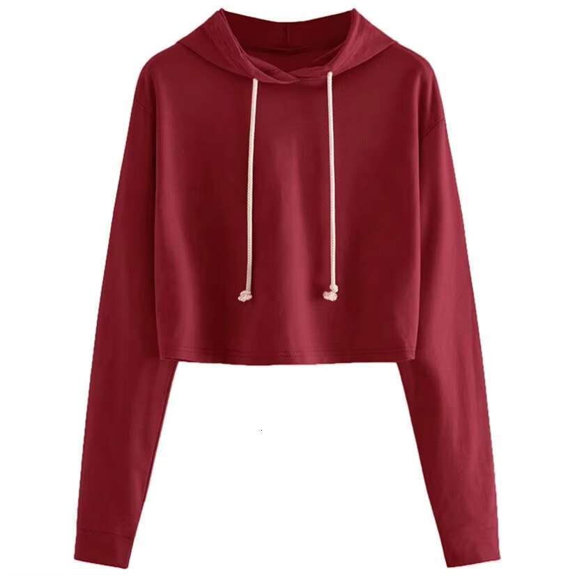 Fall New Solid Color Hooded Pullover Hoodie Woman