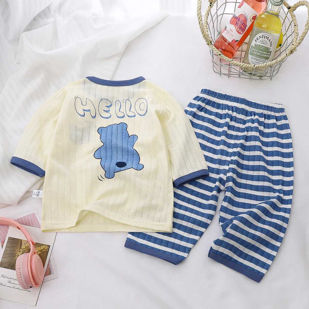 Baby Pajamas Sets Cotton Child Pajamas Toddler Long Sleeve Baby Nightwear Pyjamas Kids Cartoon Homewear ClothesT250304
