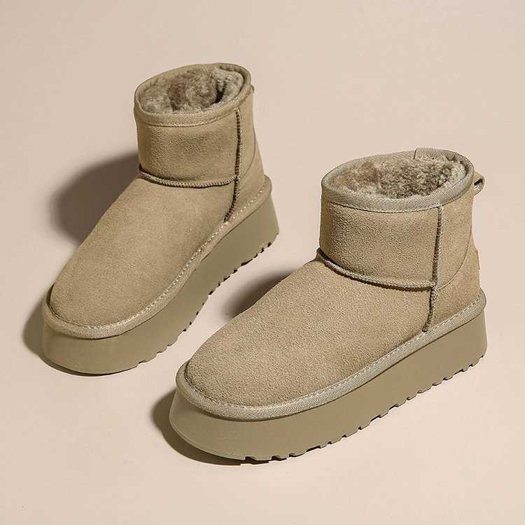 Snow for women thick soled outer shoes winter new styles fur round toe sponge sole with plush short boots 250309