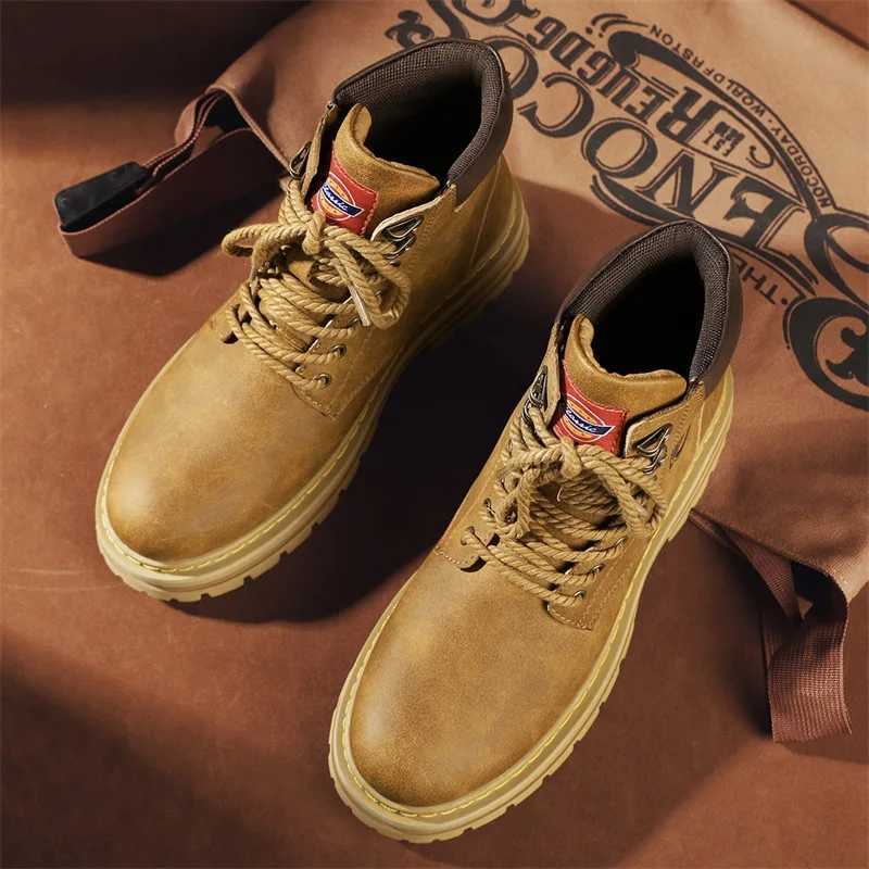 Hot Sale Mens Autumn Winter Tooling Boots Fashion Brand Ankle Shoes for Men Motorcycle Boots Male British Outdoor Casual Shoes Z250303