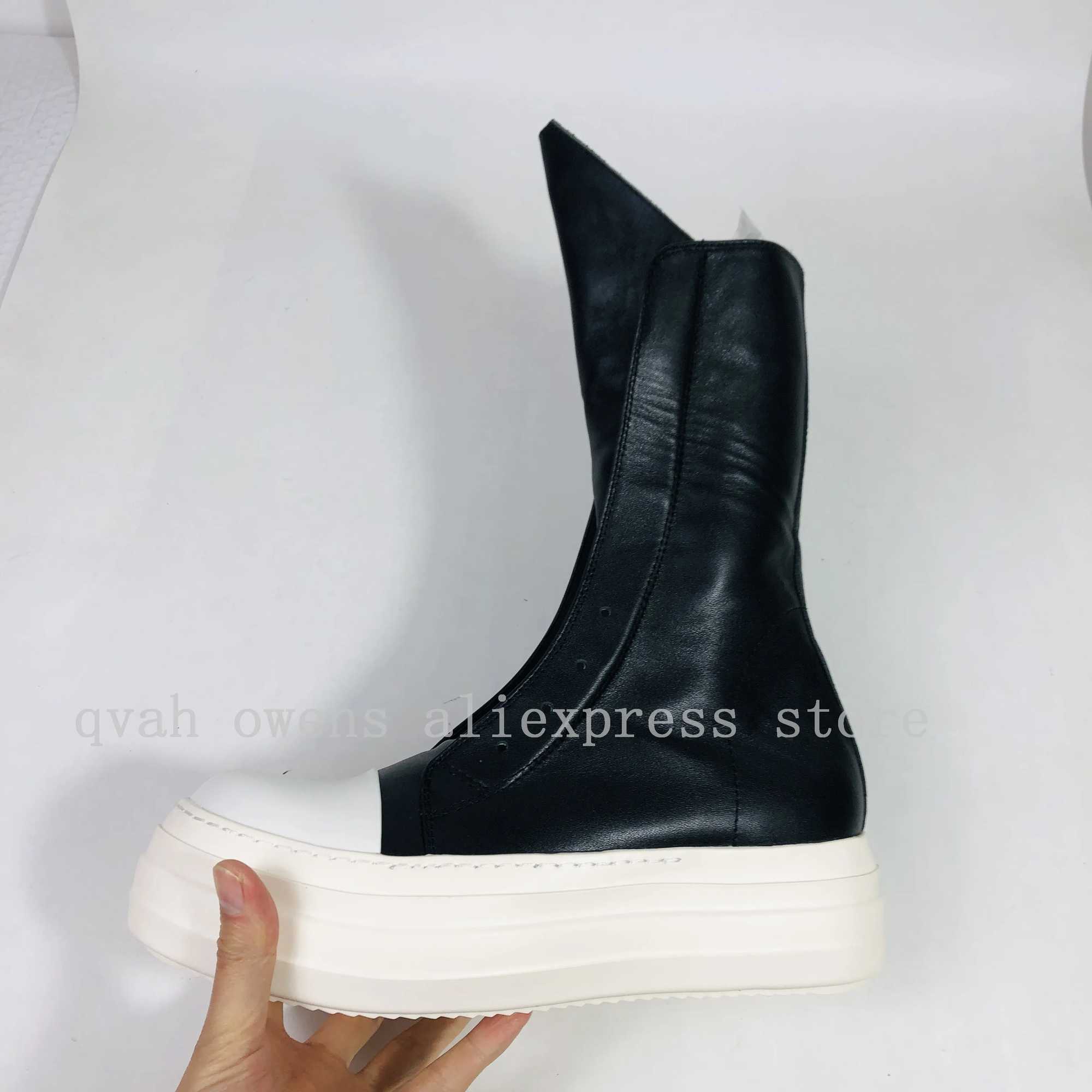 Mens High Top Platform Boots Lace Up Zip Genuine Leather Luxury Trainers Sneakers High Street Autumn Black Designer Shoes Z250303