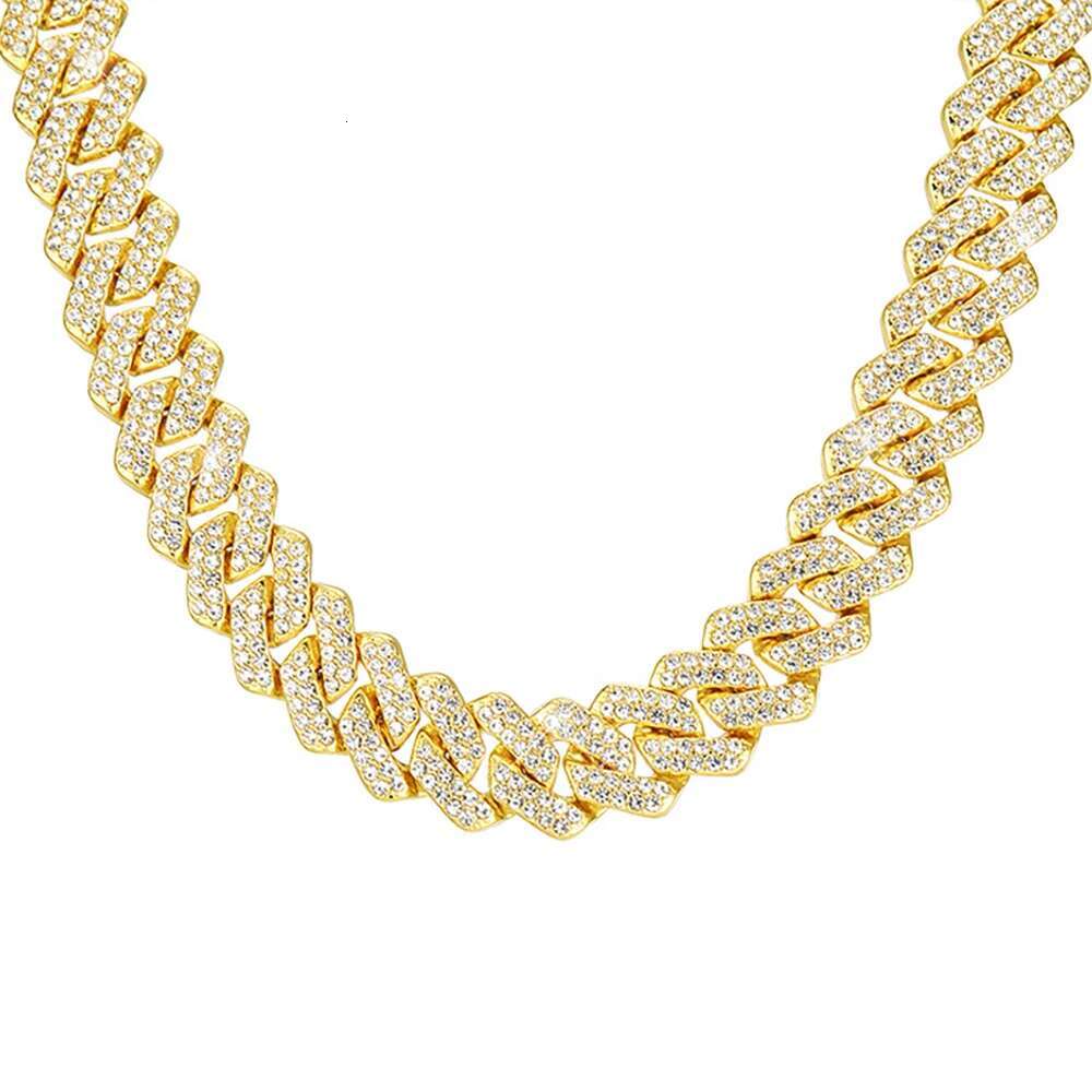 Hip Hop Shiny 15MM k Women Men Sier Color Rhie Iced Out Cuban Chain Punk Jewelry Necklace Gift