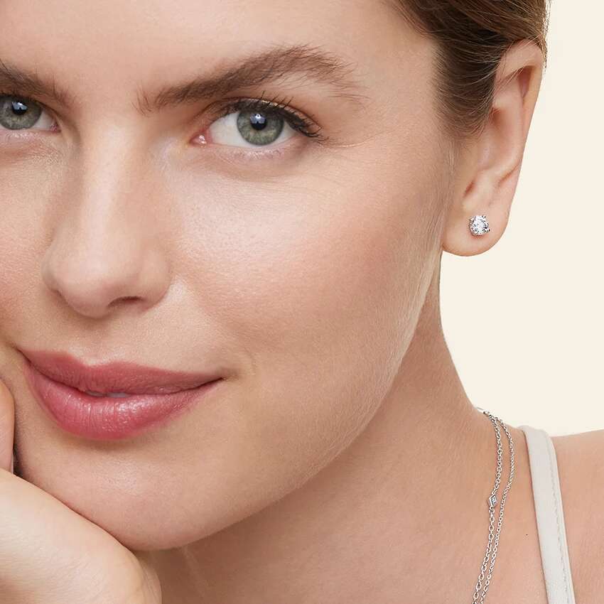 BAMOER Moissanite Earrings for Women Solid Sterg Sier Heart Prong 2CTW D VVS1 Lab Dias Sparkg Wedding Jewelry