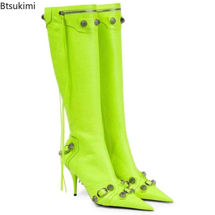 Womens sexy club party leather boots luxury style Pointed toes thin high heels womens autumn and winter ankle boots 34-46 Z250303