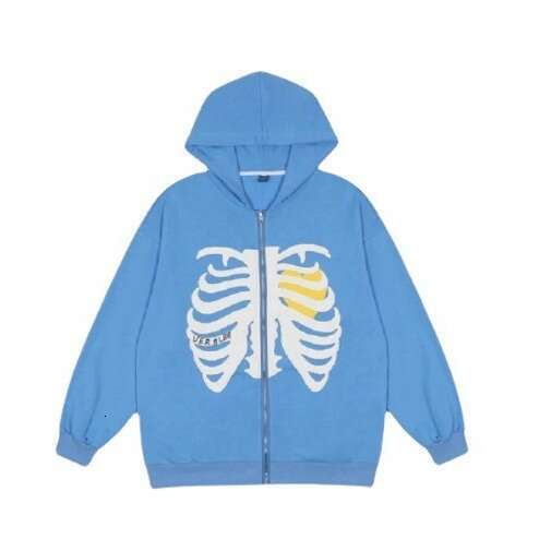 hooded cardigan hoodie women's loose skull print zipper long sleeved couple jacket trend