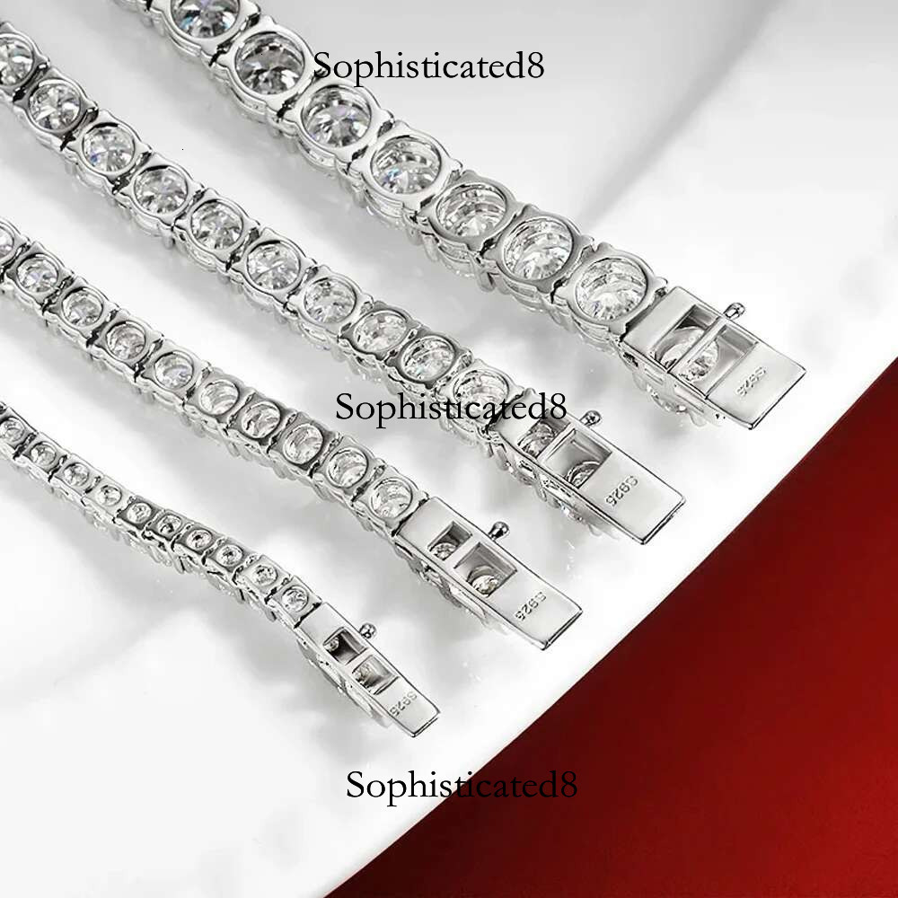 Serenity D Color VVS1 Moissanite Tennis Necklace Women Men S Sterg Sier Sparkg Neck Chain Plated Hip hop Jewelry