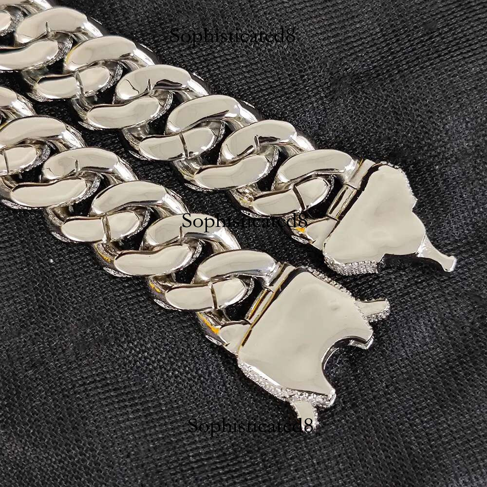 Hip Hop Jewelry New Arrivial 18mm 3 Rows Necklace Iced Out Rectangle Cz Prong Choker Thick Cuban k Chain For Men