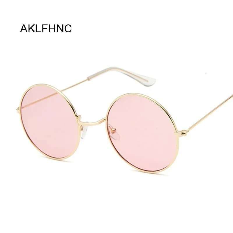 2019 Retro Round Pink Sunglasses Brand Designer Sun Glasses For Woman Alloy Mirror Female Oculos De Sol Black