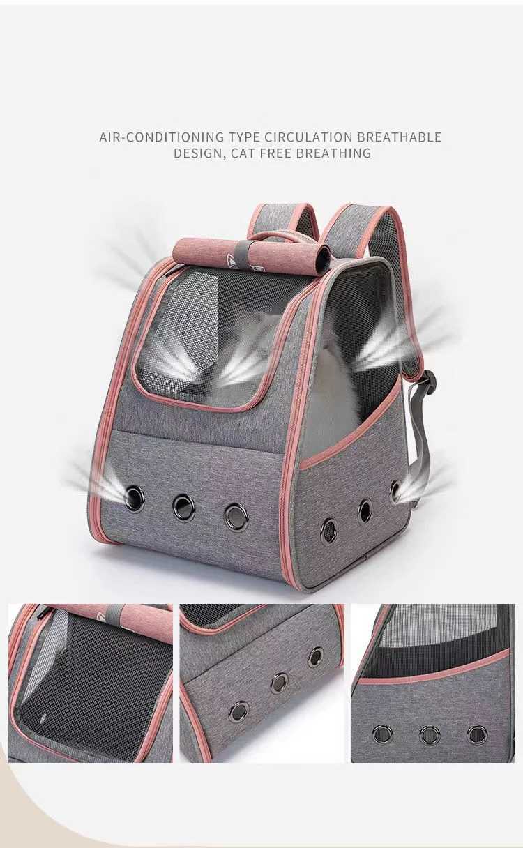 Pet Cat Carrier Backpack Breathable Portable Travel backpack for cat and dog With Anti Breakaway Belt Three-door design AA074 250205