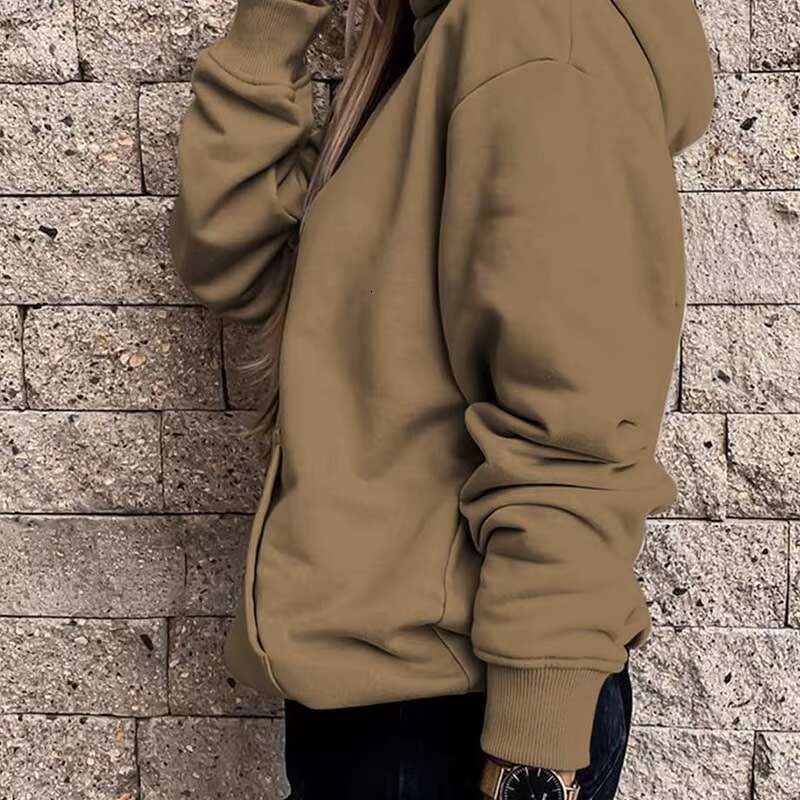 Custom Women's Casual Hoodies Long Sleeve Solid Lightweight Pullover Top Loose Sweatshirt With Pocket No String Hoodie For Women