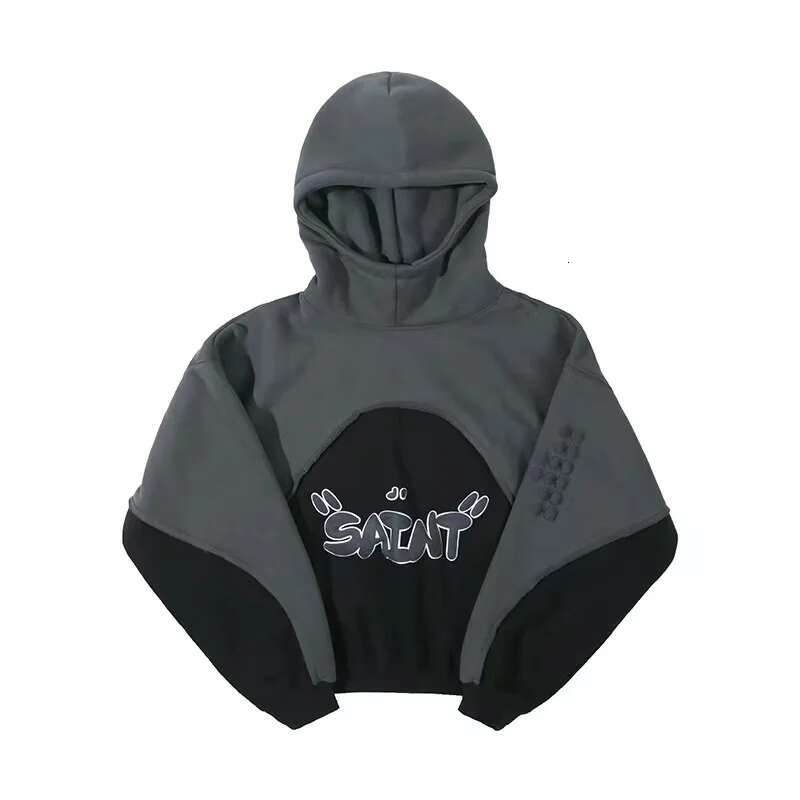 Three-Dimensional Foam Splicing Color Plus Fleece Hoodie Men And Women