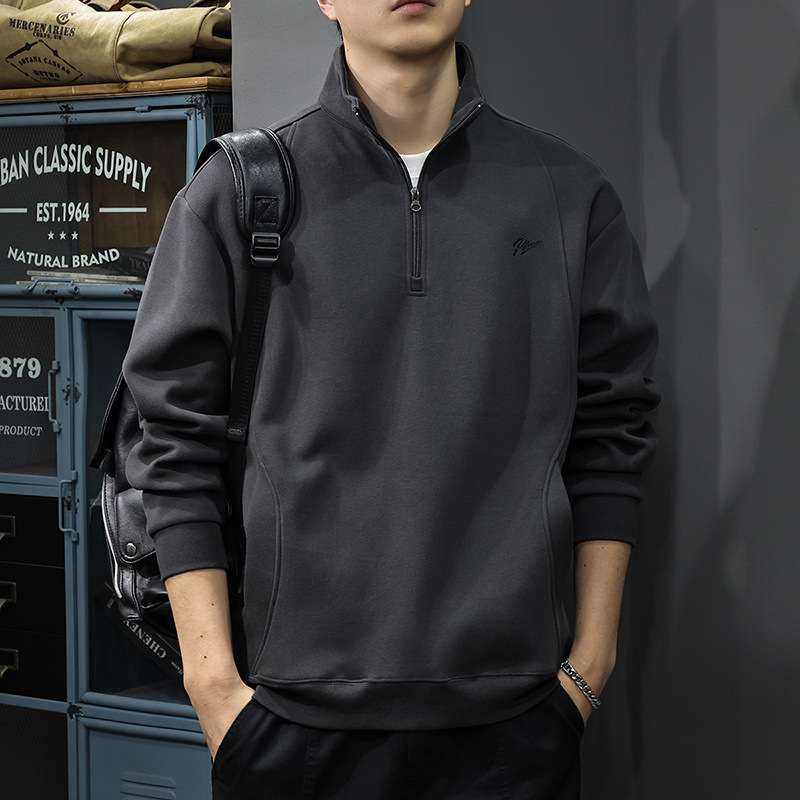GC03022 Autumn Heavy Brushed Embroidery Men's Sweatshirt American Style Loose