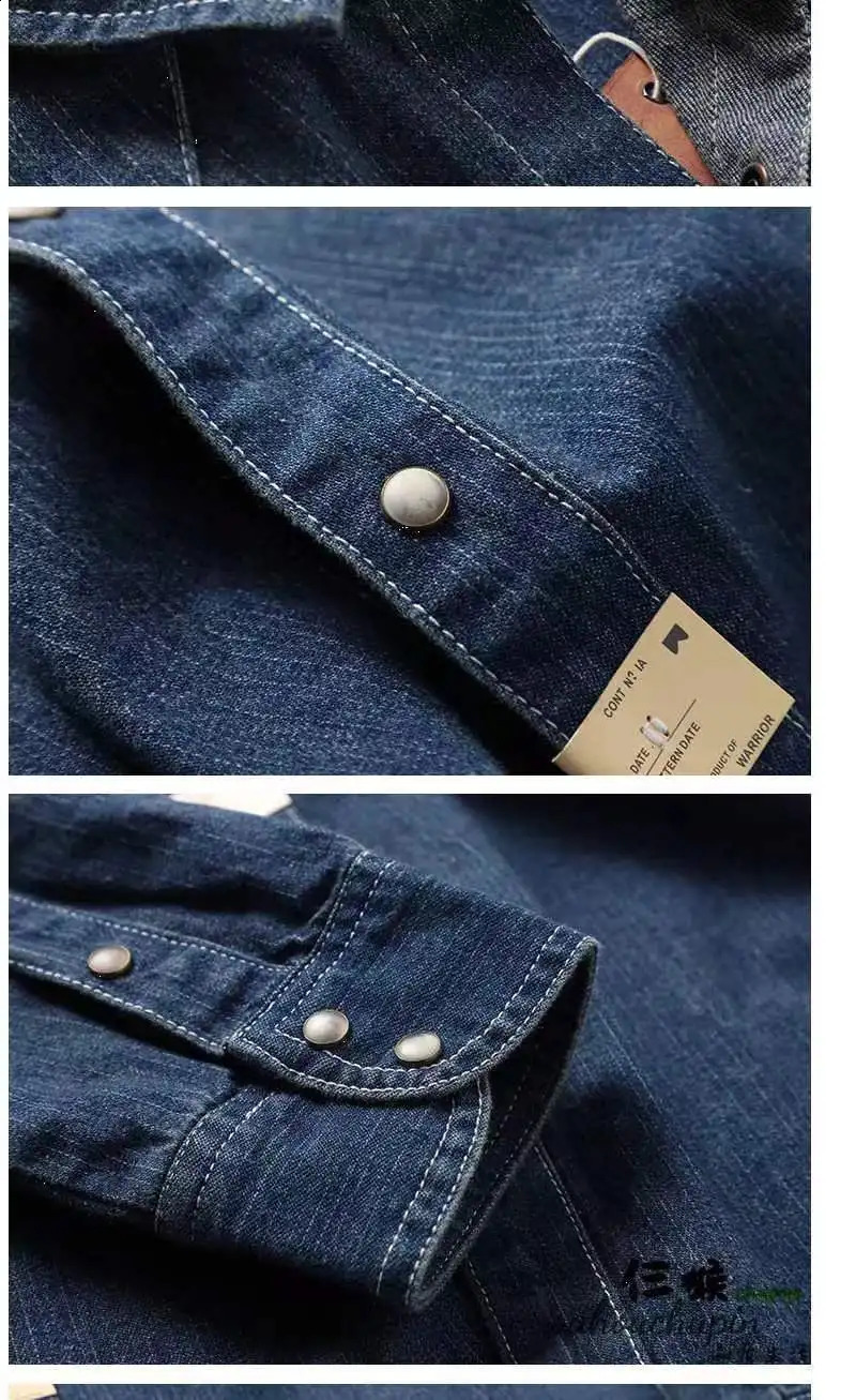 American British Style Khaki Retro Heavyweight Washing and Old Mens Workwear Clothes Long Sleeve Denim Shirt Jacket Men 250226