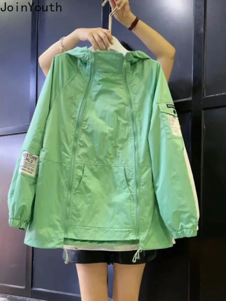 Fashion Jackets Womens Clothing Casual Streetwear Hooded Oversized Outwear Y2k Tops Double Zipper Thin Korean Coat 27v674 250228