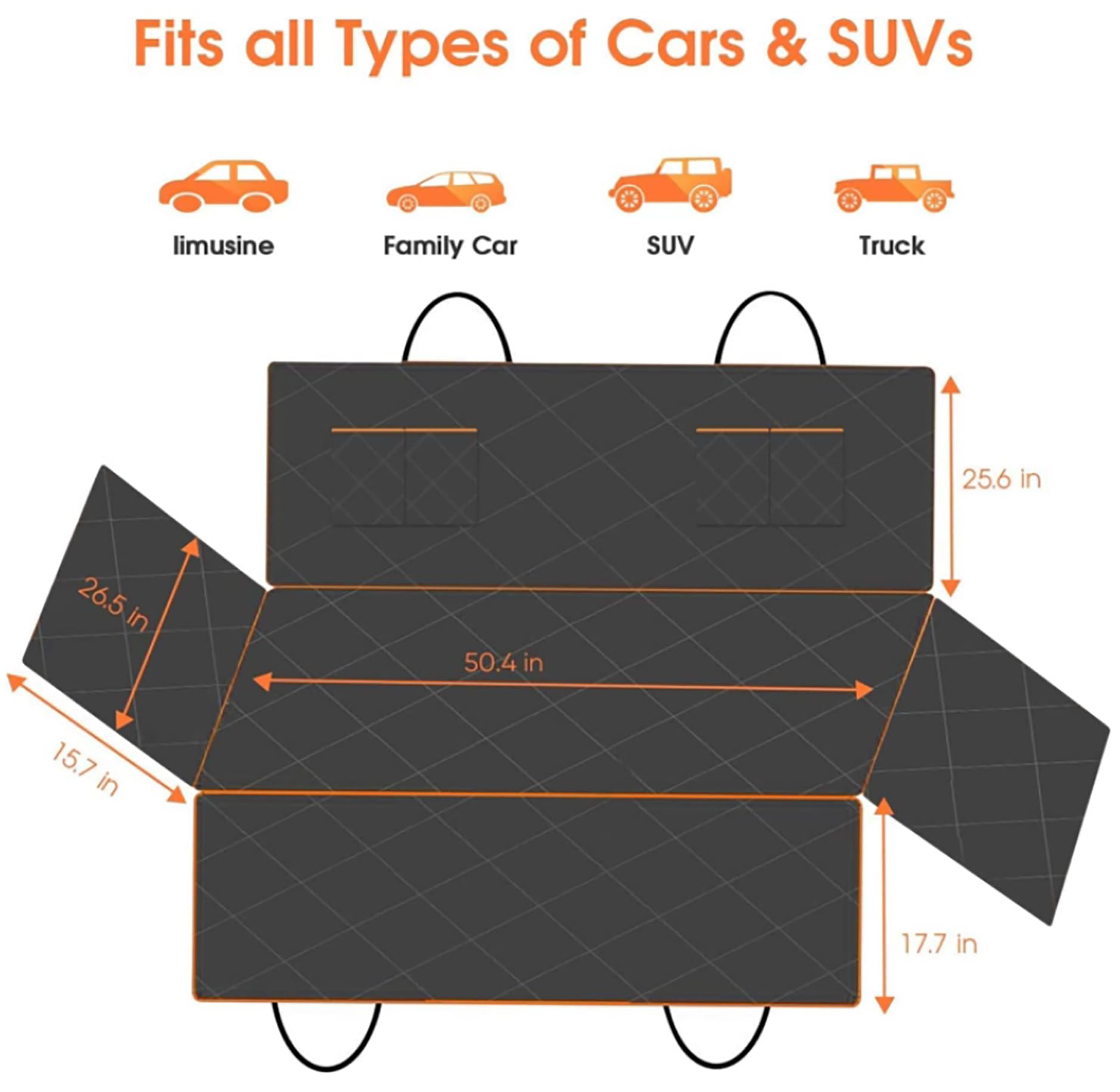 Dog Car Seat Cover for Back Seat, Waterproof Seat Protector Scratchproof Pet Hammock with 4 Bags Side Flaps