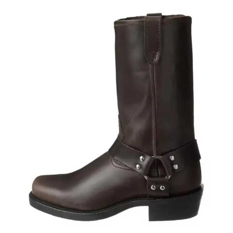 Luxury Cowboy Boots Men Mid Calf Western Boot Men Pu Leather Man Slip On Shoes Winter Knight Boots Booties Plus Size 39-48 Z250303
