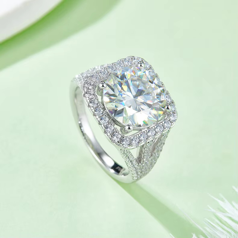 Classic With 5.0CT D White Moissanite Ring for Women