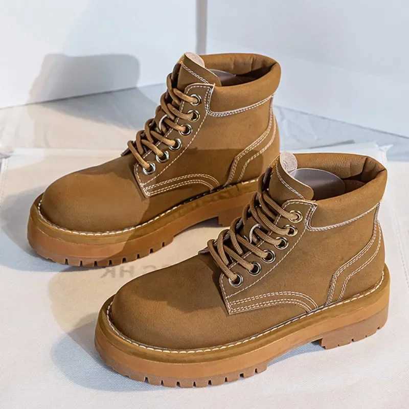 Luxury Cowhide Platform Increased Western Cowboy Boots Shoes for Women Designer Casual Wear-resistant Womens Ankle Boots Z250303