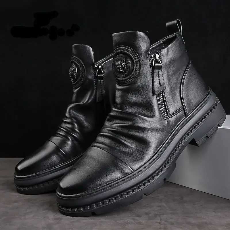 Mens Leather Boots Men Casual Shoes Comfortable Anti Slip Wear-resistant Shock Absorption Walking Male Shoes Boots For Men Z250303