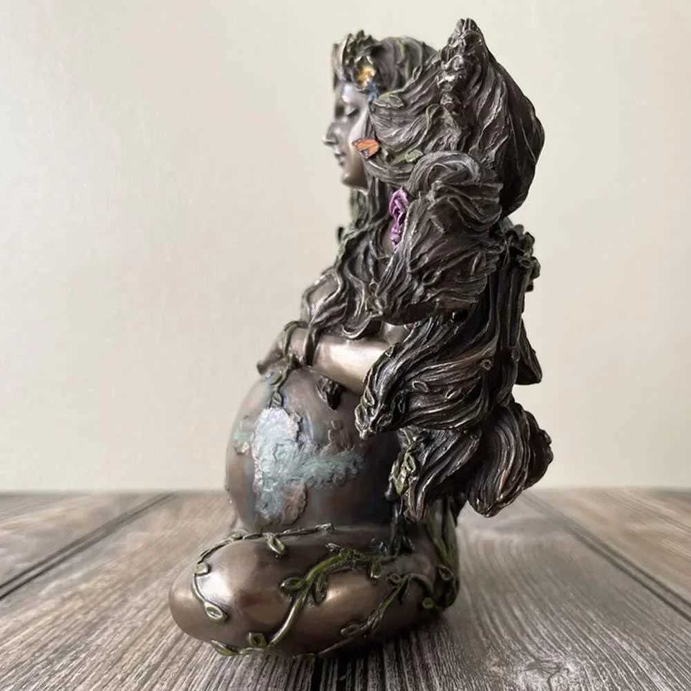 High Quality Gaia Fairy and Butterfly Decorate Buddha Statue Mother Earth Statue Goddess Healing Chakra Meditation T250303