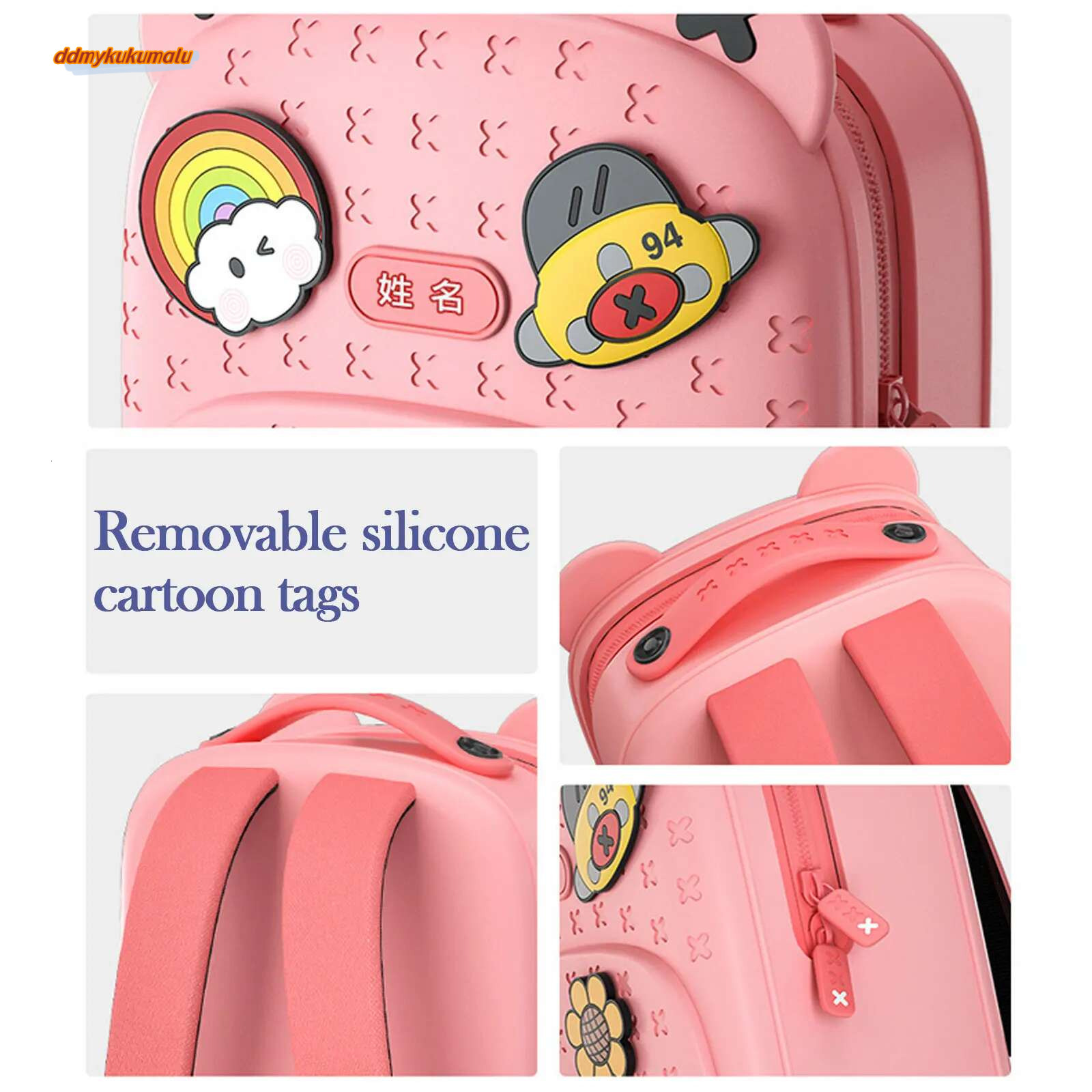 Kids Cute Lightweight Silicone Backpack Bag with 8pcs Cartoon Tags for 6-12Y Child Kindergarten Primary School Gift #ddmykukumalu