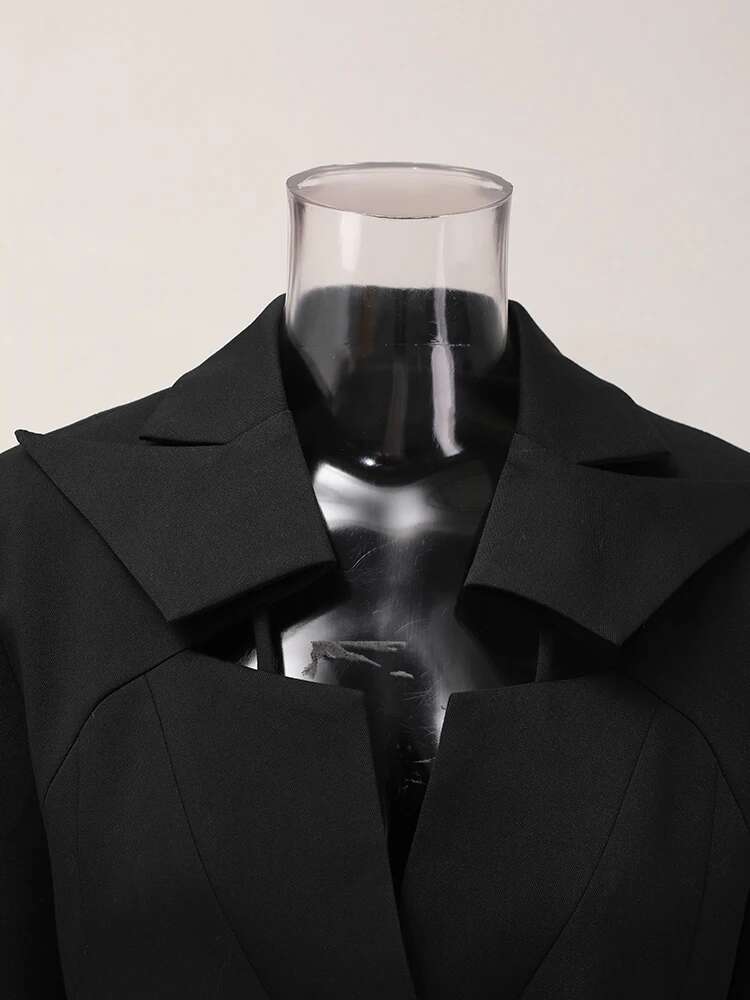 DEAT Fashion Women's Blazer Cut Out Deconstruction Notched Collar Single Button Long Sleeve Suit Jackets Summer 2024 New Cpdb138