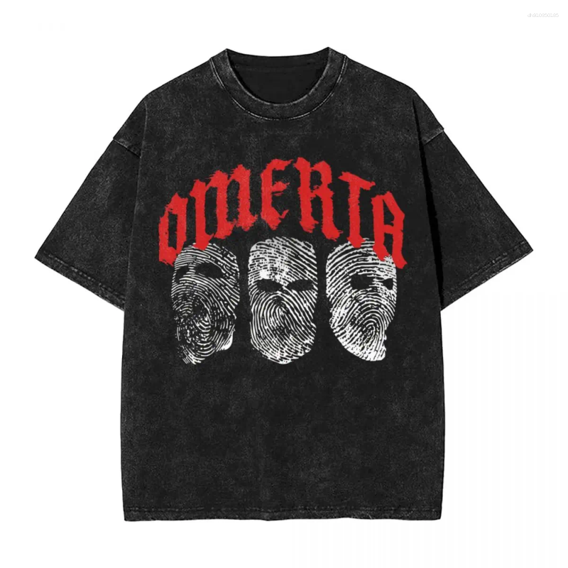 Men's T Shirts Shirt Omerta Maes Song Washed T-Shirts Trendy Cool Summer Tees Fun Pattern Cotton Clothing Birthday Gift