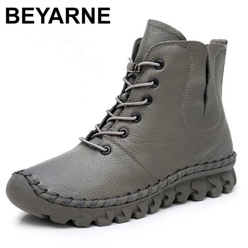 Lace-up Genuine Leather Women Boots A518 Fashion Casual Low Tube Round Toe Real Leather Shoes Winter Shoes Warm Thick Z250303