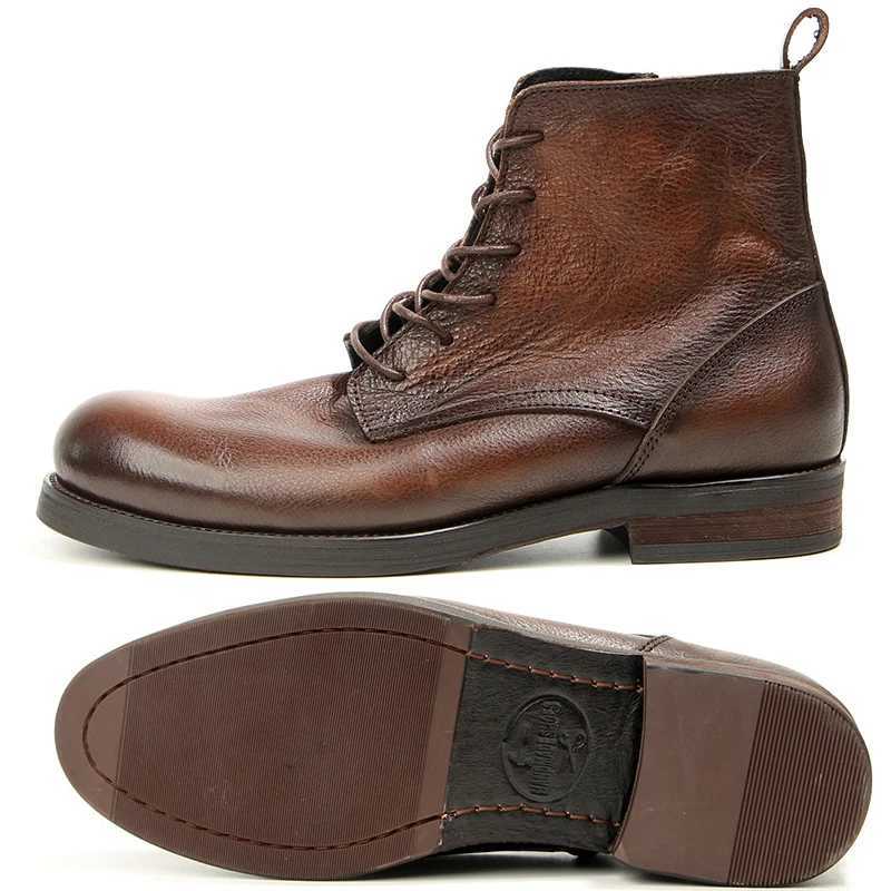 Cowhide Mens Boots Genuine Leather Shoes Men Side Zipper Men Ankle Boots Handmade Leather Boots Luxury Mens Formal Shoes Z250303