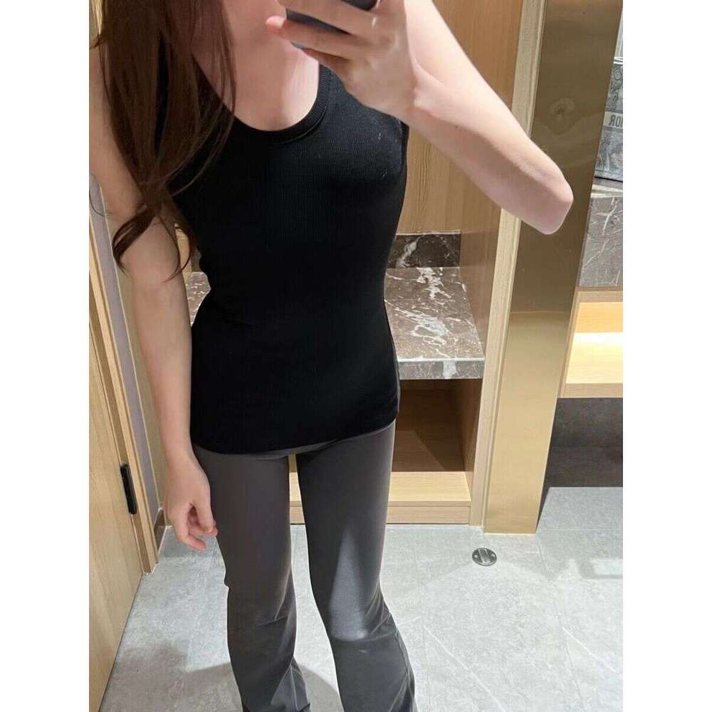 Threaded Knitted Embroidered Sleeveless Tank Top Elastic Slim Fit Inner For Women