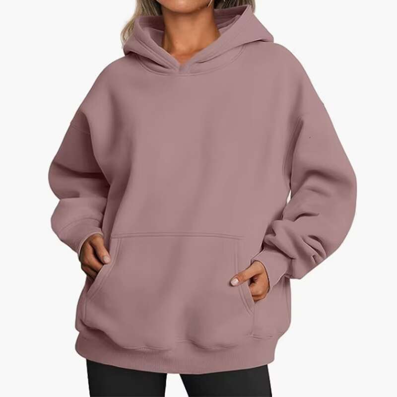 European American Women's Autumn And Winter New Style Solid Color Hoodie Loose Hooded Long Sleeved Sweatshirt OEM