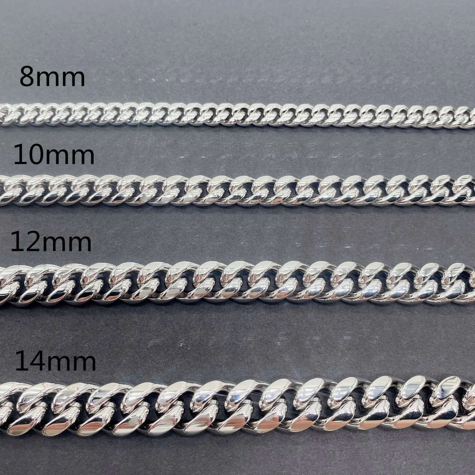 10MM Moissanite Sliver Buckle Stainless Steel Cuban Men's Chain Plated 16K White Gold Bracelet Necklace for Men