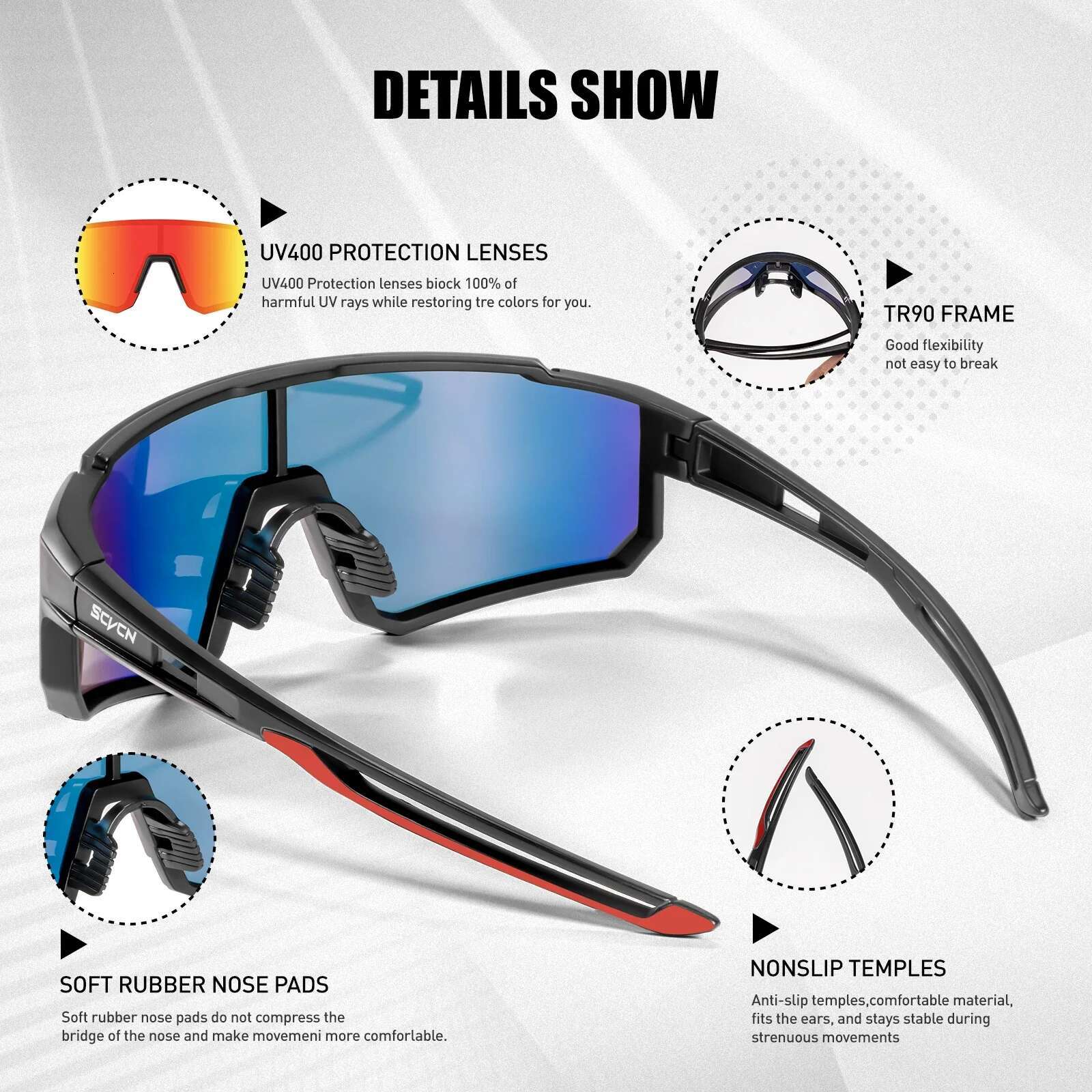 SCVCN Hot Sunglasses Men Road Driving Bike Glasses Outdoor Sports Mountain Climbing Women Bicycle UV400 Cycg Goggles