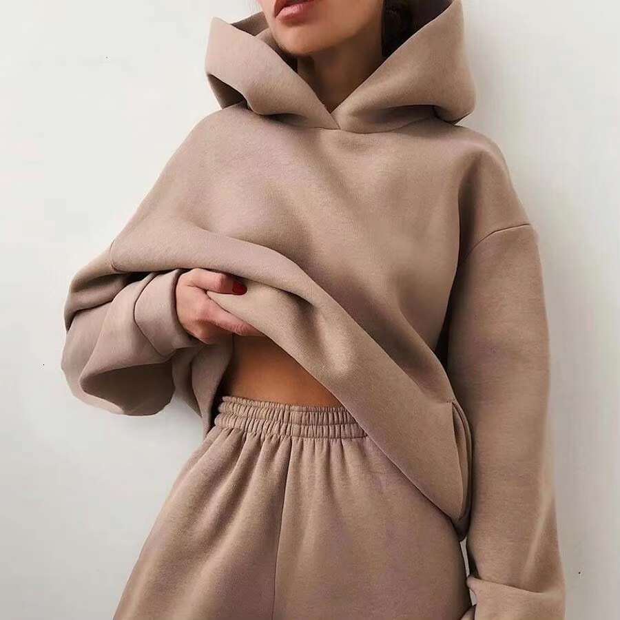 500Gsm Heavy Weight Women's Fashion Autumn Winter Casual Thick Cotton Woman Top Solid Color Hoodies Sweatshirt Pullover