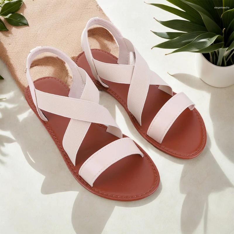 2025 S Fashion Designer Sandals Elastic Ankle Strap Summer Dr Shoes Open Toe Beach Slip On Strappy Gladiator Comfortable For Women