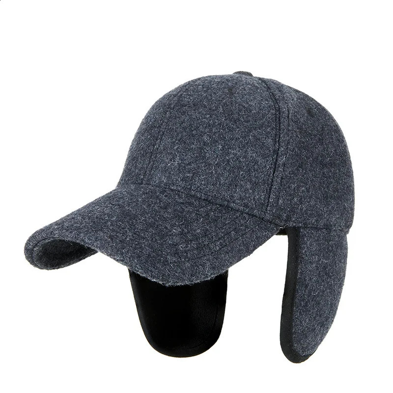 Dad Winter Bomber Hat Adult Ski Thick Warm Fleece Lining Felt Sport Hat Big Head Man Plus Size Wool Baseball Cap 55-59cm 60-65cm 250228