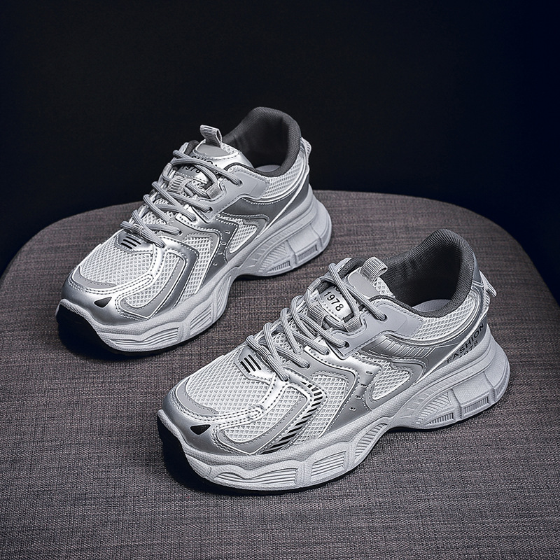 Sports dad for women 2024 spring and autumn season new versatile student Korean version thick sole height increasing casual breathable running shoes