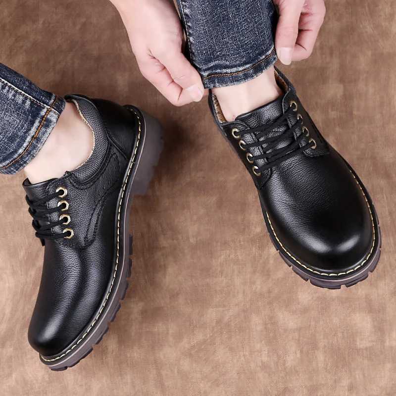 Men Genuine Leather Shoes Spring autumn British Thick Sold Casual Shoes Men Formal Wear Wedding Workwear Boots men Z250303