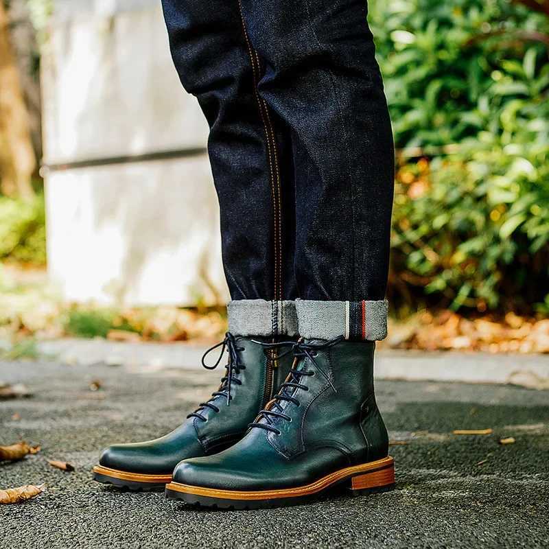 Mens Genuine Leather Boots Luxury Handmade Quality 2025 Winter British Style Warm Ankle Black Wedding Social Shoes Man Z250303