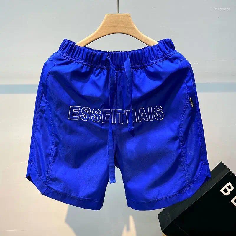 Men's Shorts Embroidered Quick-Drying Fashion Brand Ins Ice Silk 5 American High Street Sports Summer Thin Pants