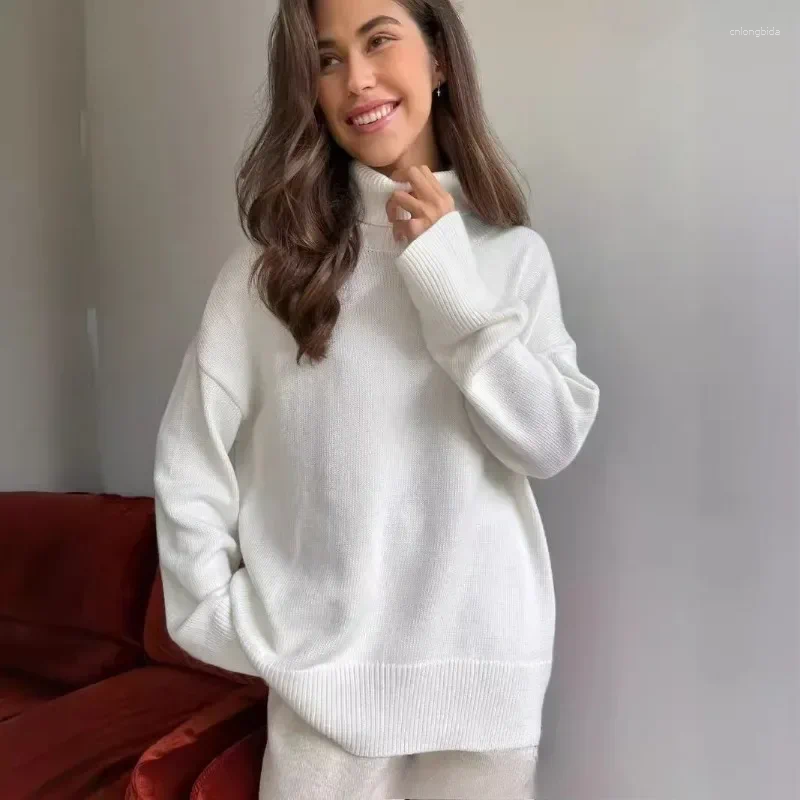 Women's Sweaters 2025 High Collar Sweater Explosive Comfortable Loose Versatile Set Head For Women In Europe And Spring
