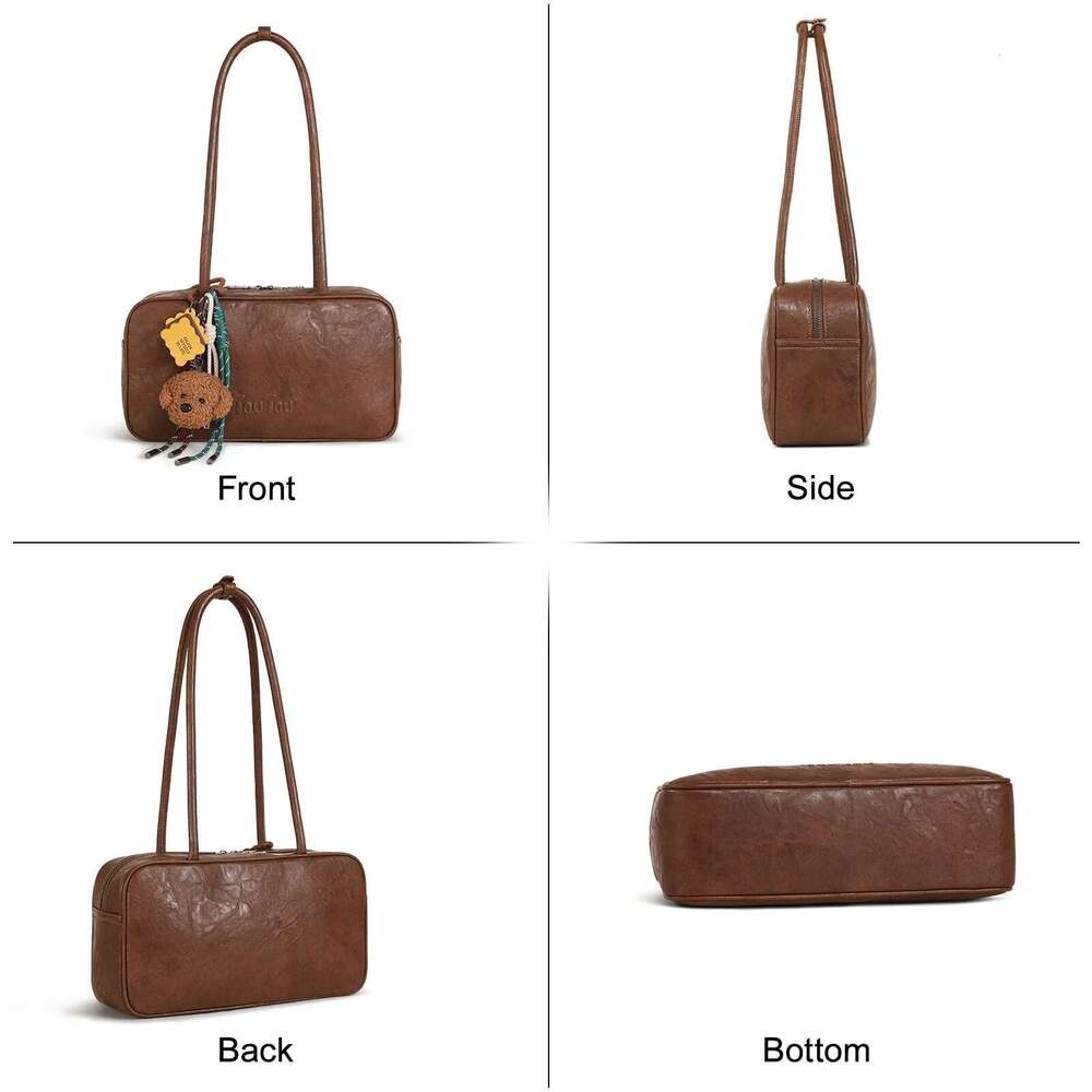Women Bowg For Valentine Gift Imitation Vegetable Tanning Large Capacity Handbag Vintage Underarm Bag Dog Pendent