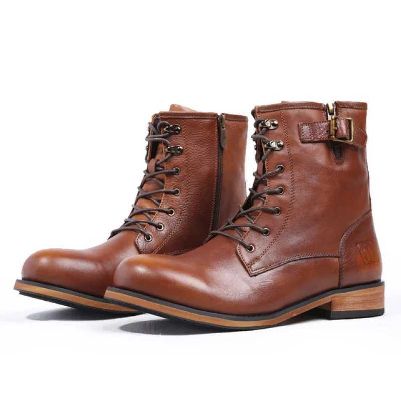 2024 Autumn New Mens Ankle Chelsea Boots Luxury Genuine Leather Lace Designer Mens Work Shoes Handmade Leather Botas Z250303