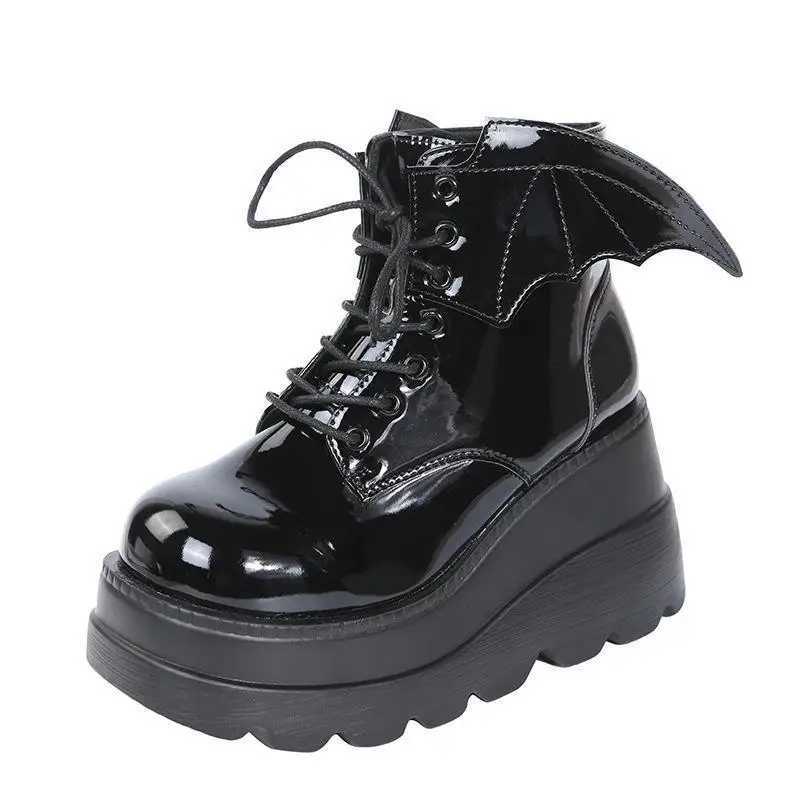 Dark Gothic Womens Boots Punk Wedge Booties Womens Comfort Plus Size 35-43 Platform Boots Cosplayer Platform Shoes Lolita Shoes Z250303