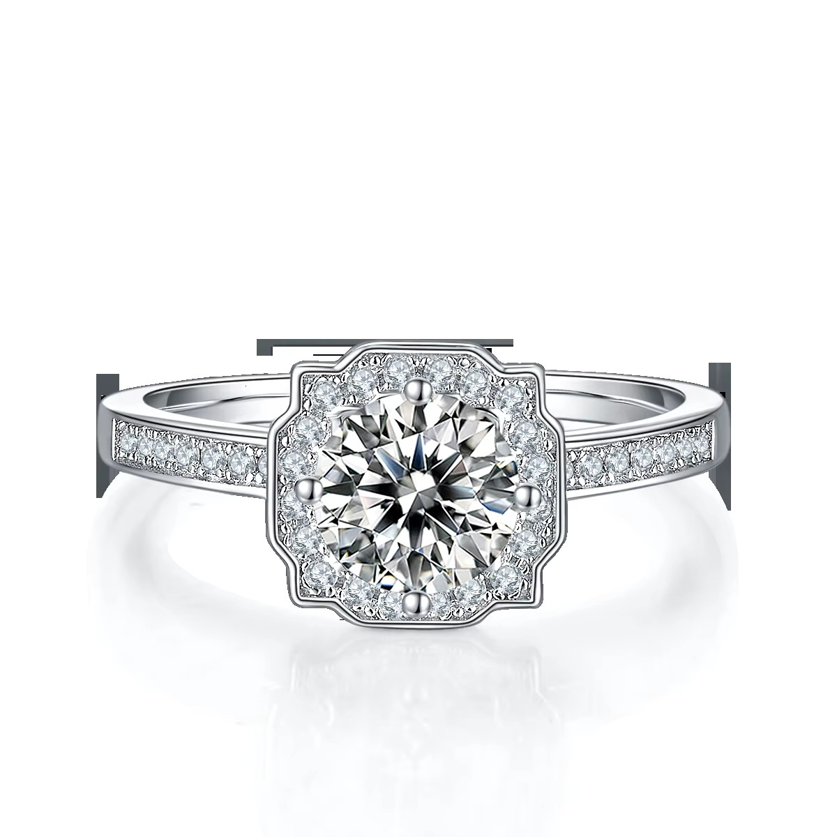 Engagement Rings with Moissanite 1ct 6.5mm High Quality in Stock Sterg Sier Jewelry Gold Ring for Women