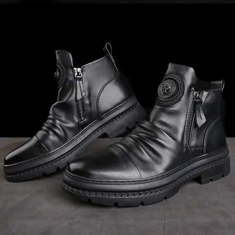 Mens Leather Boots Men Casual Shoes Comfortable Anti Slip Wear-resistant Shock Absorption Walking Male Shoes Boots For Men Z250303