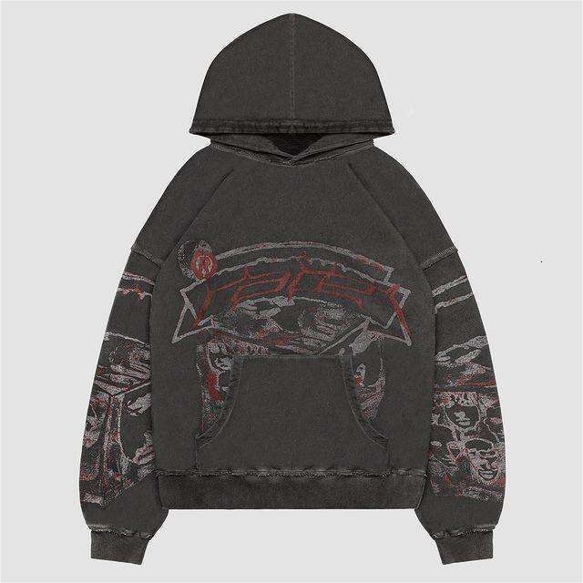Street hip-hop pattern printed autumn and winter personalized casual design hooded pullover hoodie