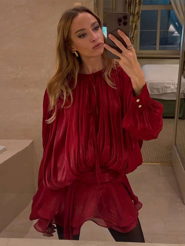 Elegant Unce Women V Neck Up Lantern Sleeves Chic Mini Robe Female 2025 Spring New Patchwork Lace Beach Dress Lady