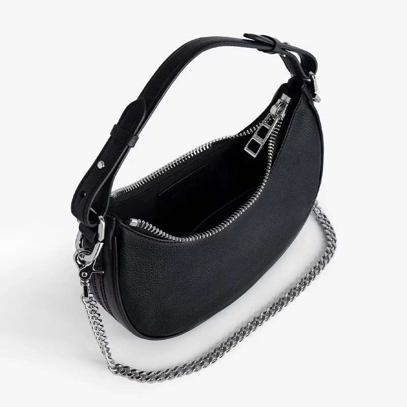 2025 New Women Fashion Shoulder High Quality PU Leather Underarm Retro Lightweight Simple Ladies Crescent Bag