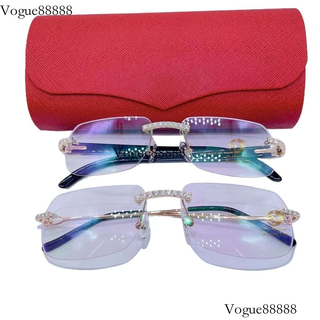 Stylish Hot Classic Design 10K Real Solid Gold VVS Moissanite Colored Lens Mens Sunglasses
